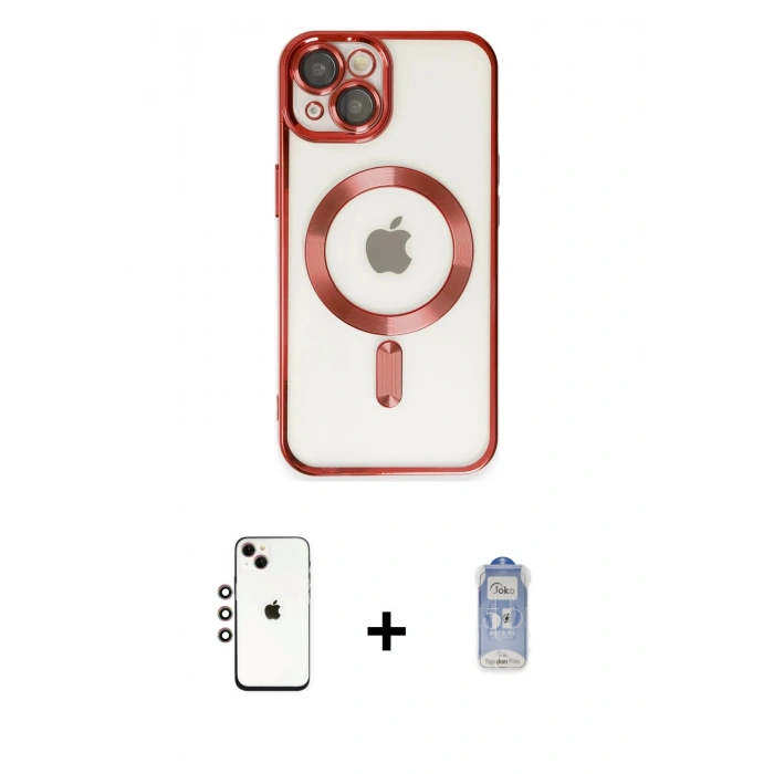 MARSİLYAN™- iPhone 14 Kılıf Nova Işık Özel Seri - Siyah Joko Magic 5D Cam + Shine Kamera Lens - GI