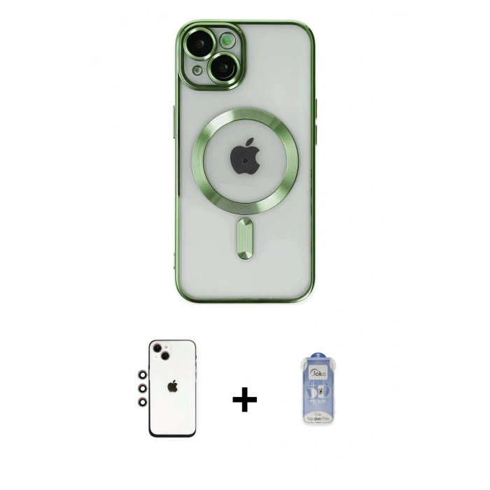MARSİLYAN™- iPhone 14 Kılıf Nova Işık Özel Seri - Siyah Joko Magic 5D Cam + Shine Kamera Lens - GI