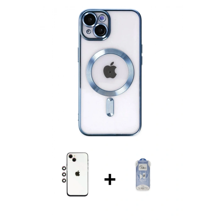 MARSİLYAN™- iPhone 14 Kılıf Nova Işık Özel Seri - Siyah Joko Magic 5D Cam + Shine Kamera Lens - GI