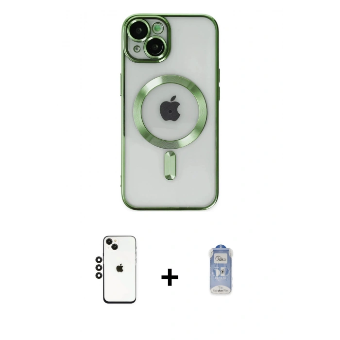 MARSİLYAN™- iPhone 14 Kılıf Nova Işık Özel Seri - Siyah Joko Magic 5D Cam + Shine Kamera Lens - SH