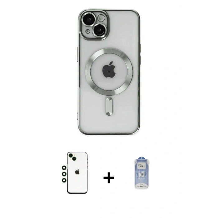 MARSİLYAN™- iPhone 14 Kılıf Nova Işık Özel Seri - Siyah Joko Magic 5D Cam + Shine Kamera Lens - YL