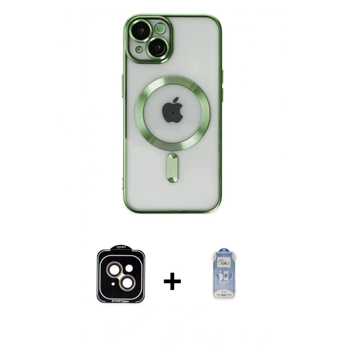 MARSİLYAN™- iPhone 14 Kılıf Nova Işık Özel Seri - Siyah Joko Magic 5D Cam + PVD Metal Kamera Lens - TU