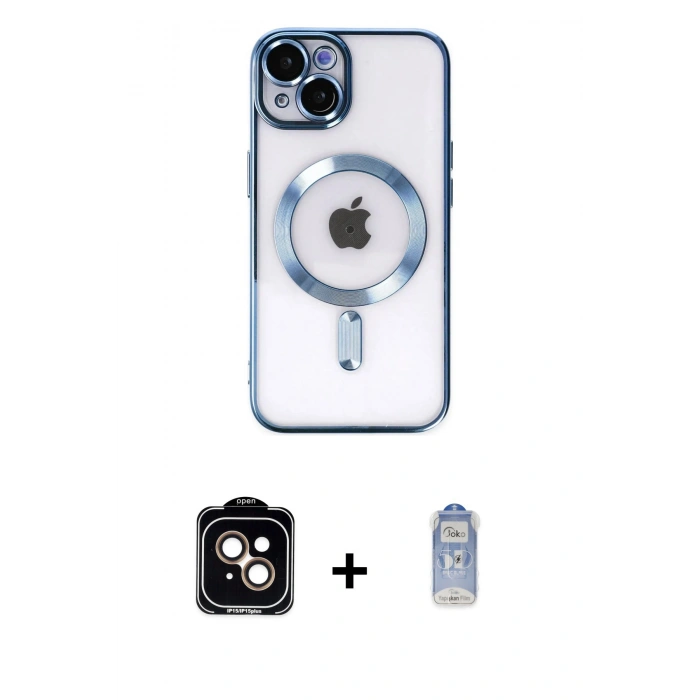MARSİLYAN™- iPhone 14 Kılıf Nova Işık Özel Seri - Siyah Joko Magic 5D Cam + PVD Metal Kamera Lens - TU