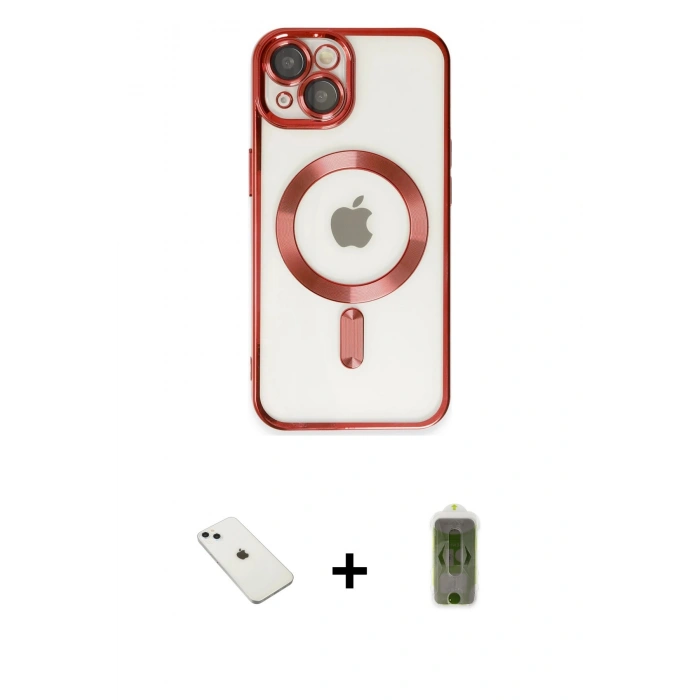 MARSİLYAN™- iPhone 14 Kılıf Nova Işık Özel Seri - Siyah Joko Magic 5D Hayalet Cam + Diamond Kamera Lens - SABE