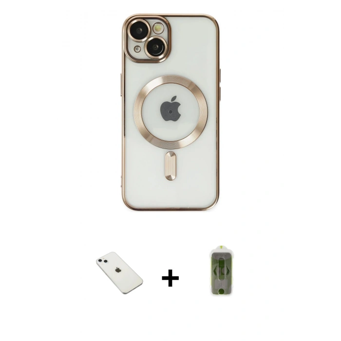 MARSİLYAN™- iPhone 14 Kılıf Nova Işık Özel Seri - Siyah Joko Magic 5D Hayalet Cam + Diamond Kamera Lens - SABE