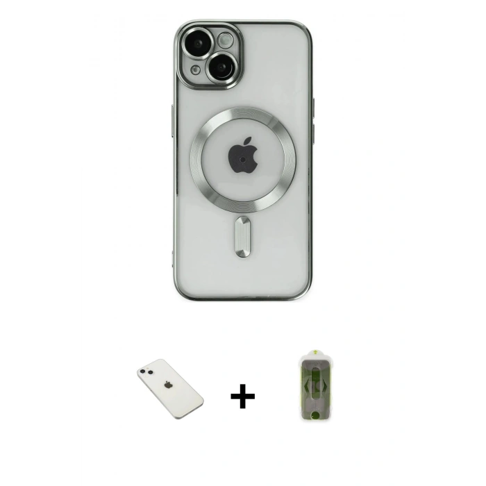 MARSİLYAN™- iPhone 14 Kılıf Nova Işık Özel Seri - Siyah Joko Magic 5D Hayalet Cam + Diamond Kamera Lens - SABE