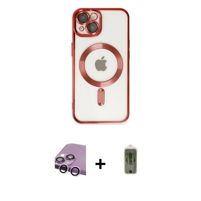 MARSİLYAN™- iPhone 14 Kılıf Nova Işık Özel Seri - Siyah Joko Magic 5D Hayalet Cam + Raze Metal Kamera Lens - MR