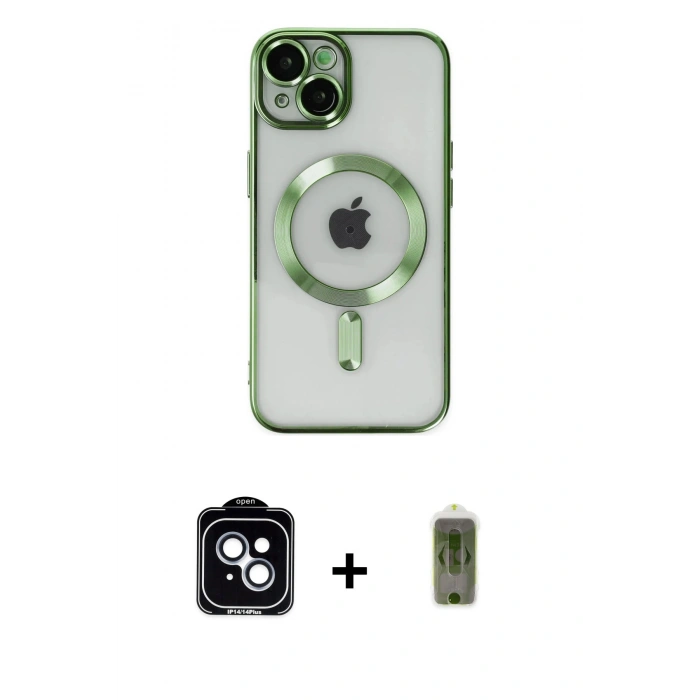 MARSİLYAN™- iPhone 14 Kılıf Nova Işık Özel Seri - Siyah Joko Magic 5D Hayalet Cam + PVD Metal Kamera Lens - MI