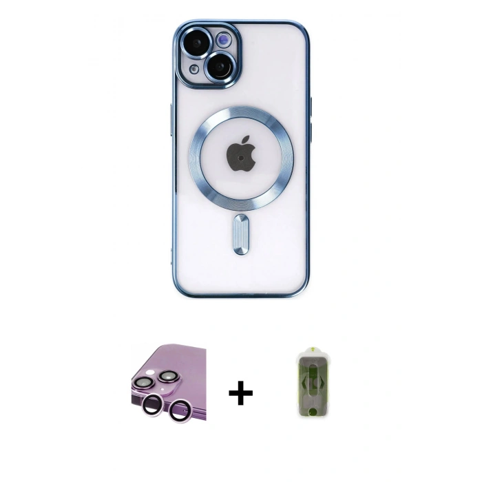 MARSİLYAN™- iPhone 14 Kılıf Nova Işık Özel Seri - Siyah Joko Magic 5D Hayalet Cam + Raze Metal Kamera Lens - MR