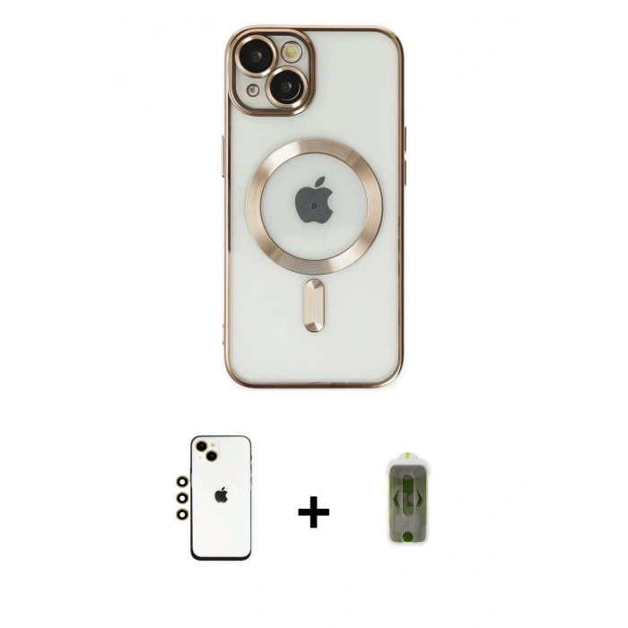 MARSİLYAN™- iPhone 14 Kılıf Nova Işık Özel Seri - Siyah Joko Magic 5D Hayalet Cam + Shine Kamera Lens - GD