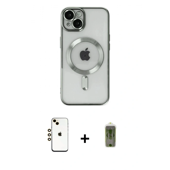 MARSİLYAN™- iPhone 14 Kılıf Nova Işık Özel Seri - Siyah Joko Magic 5D Hayalet Cam + Shine Kamera Lens - GD