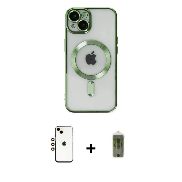 MARSİLYAN™- iPhone 14 Kılıf Nova Işık Özel Seri - Siyah Joko Magic 5D Hayalet Cam + Shine Kamera Lens - GD