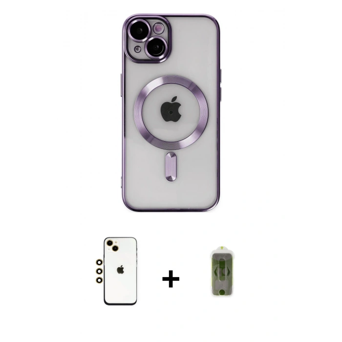 MARSİLYAN™- iPhone 14 Kılıf Nova Işık Özel Seri - Siyah Joko Magic 5D Hayalet Cam + Shine Kamera Lens - GD