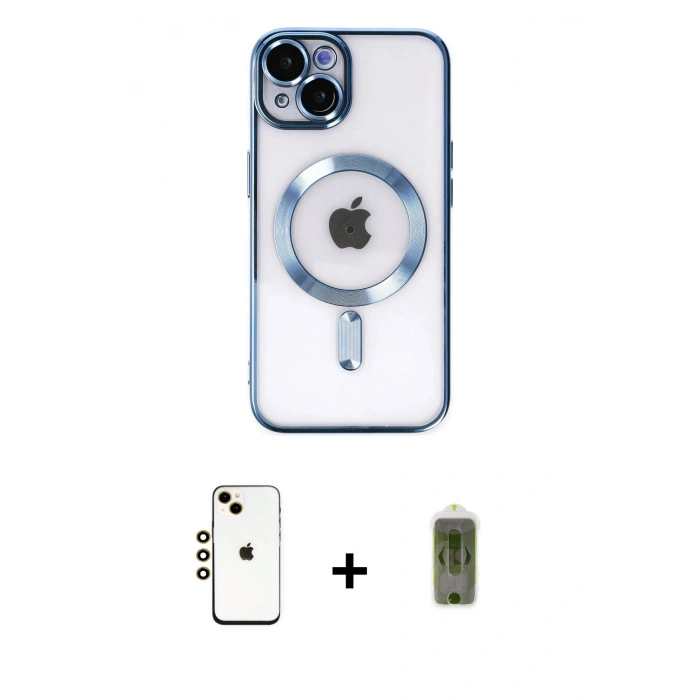 MARSİLYAN™- iPhone 14 Kılıf Nova Işık Özel Seri - Siyah Joko Magic 5D Hayalet Cam + Shine Kamera Lens - GD