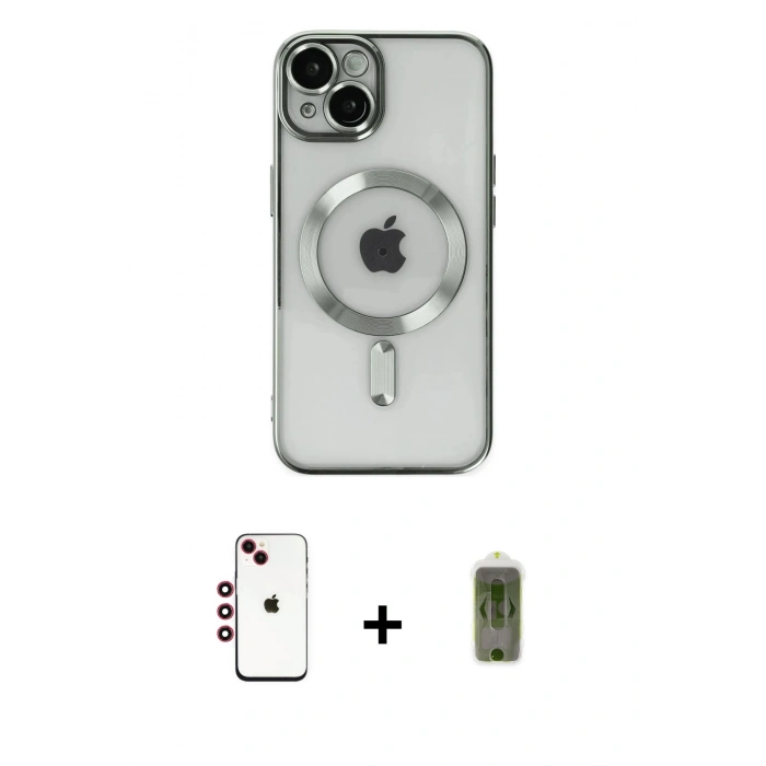 MARSİLYAN™- iPhone 14 Kılıf Nova Işık Özel Seri - Siyah Joko Magic 5D Hayalet Cam + Shine Kamera Lens - KI