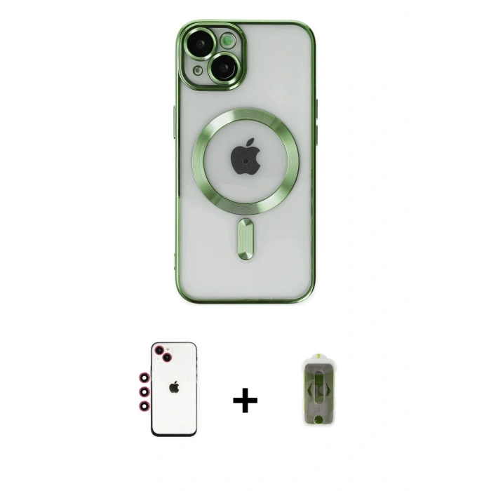 MARSİLYAN™- iPhone 14 Kılıf Nova Işık Özel Seri - Siyah Joko Magic 5D Hayalet Cam + Shine Kamera Lens - KI