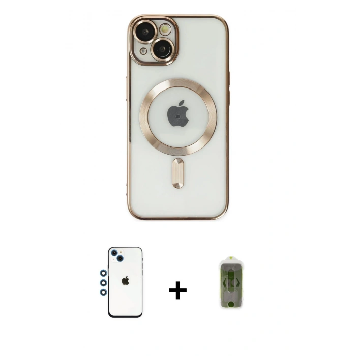 MARSİLYAN™- iPhone 14 Kılıf Nova Işık Özel Seri - Siyah Joko Magic 5D Hayalet Cam + Shine Kamera Lens - MI