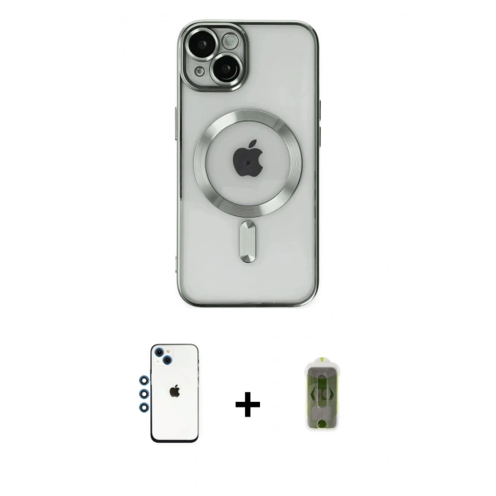 MARSİLYAN™- iPhone 14 Kılıf Nova Işık Özel Seri - Siyah Joko Magic 5D Hayalet Cam + Shine Kamera Lens - MI