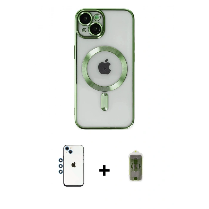 MARSİLYAN™- iPhone 14 Kılıf Nova Işık Özel Seri - Siyah Joko Magic 5D Hayalet Cam + Shine Kamera Lens - MI