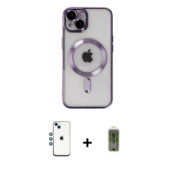 MARSİLYAN™- iPhone 14 Kılıf Nova Işık Özel Seri - Siyah Joko Magic 5D Hayalet Cam + Shine Kamera Lens - MI