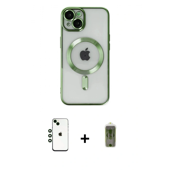 MARSİLYAN™- iPhone 14 Kılıf Nova Işık Özel Seri - Siyah Joko Magic 5D Hayalet Cam + Shine Kamera Lens - YL