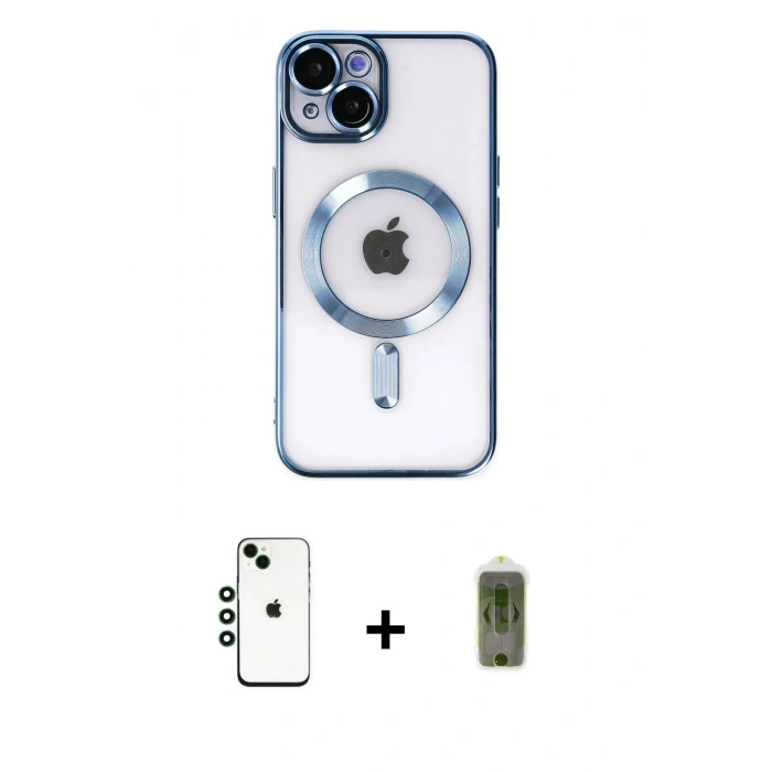 MARSİLYAN™- iPhone 14 Kılıf Nova Işık Özel Seri - Siyah Joko Magic 5D Hayalet Cam + Shine Kamera Lens - YL