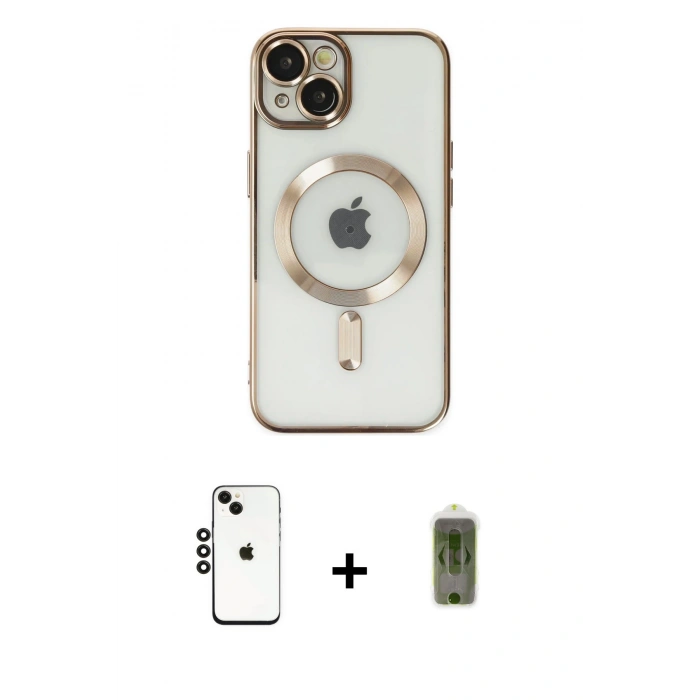 MARSİLYAN™- iPhone 14 Kılıf Nova Işık Özel Seri - Siyah Joko Magic 5D Hayalet Cam + Siyah Shine Kamera Lens