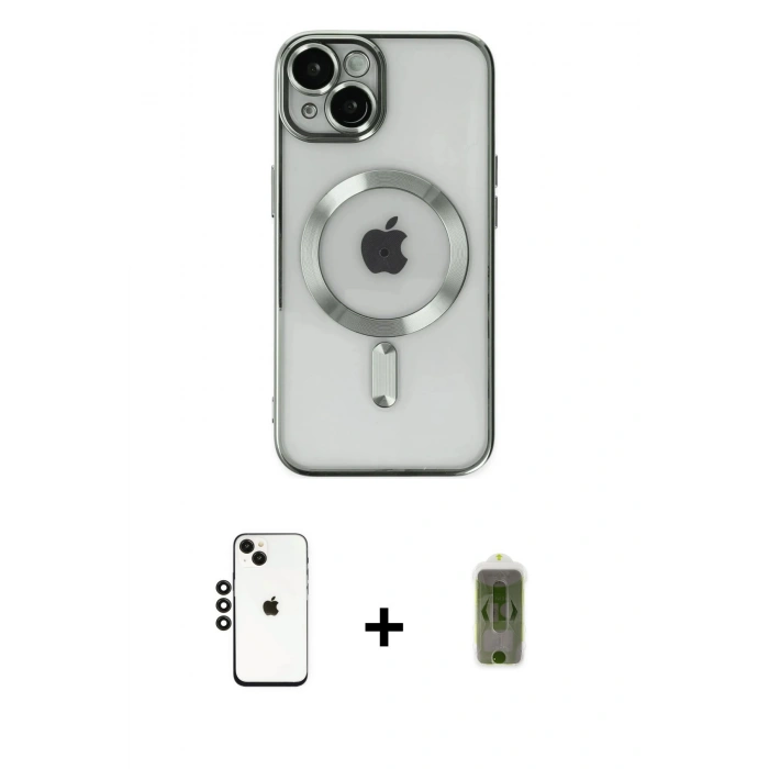 MARSİLYAN™- iPhone 14 Kılıf Nova Işık Özel Seri - Siyah Joko Magic 5D Hayalet Cam + Siyah Shine Kamera Lens