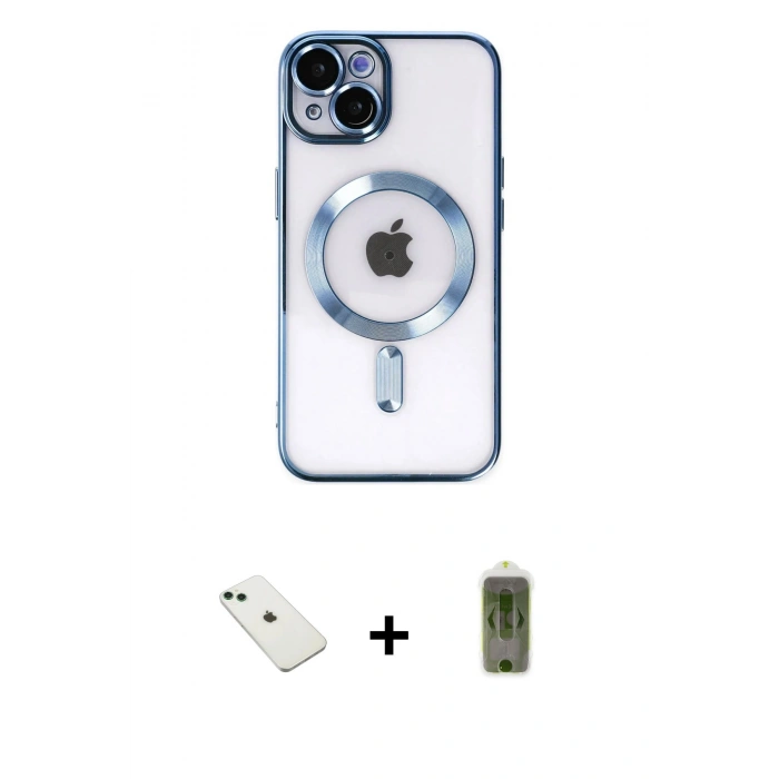 MARSİLYAN™- iPhone 14 Kılıf Nova Işık Özel Seri - Siyah Joko Magic 5D Hayalet Cam + Diamond Kamera Lens - YL