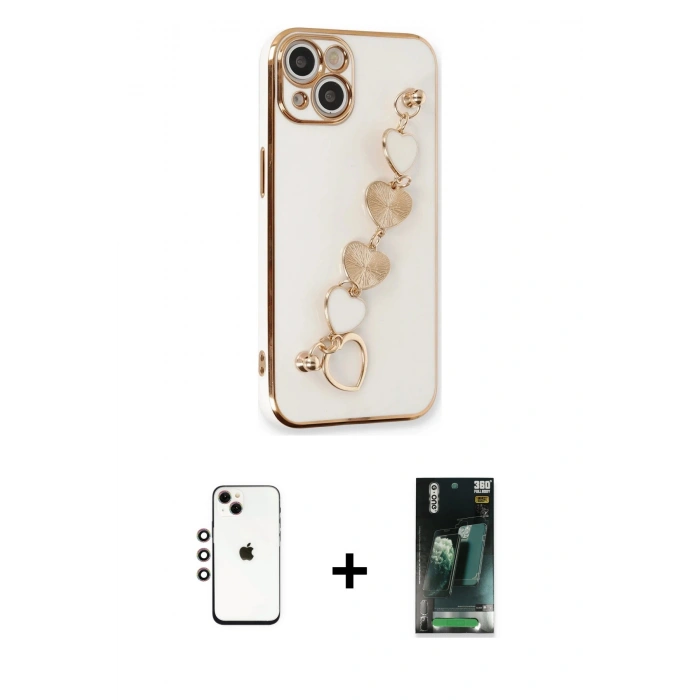 MARSİLYAN™- iPhone 14 Kılıf Nova Işık Prime - Şeffaf 360 Full Body Arka Koruyucu + Shine Kamera Lens - GI