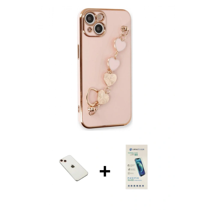 MARSİLYAN™- iPhone 14 Kılıf Nova Işık Prime - Şeffaf Pasifik Cam Ekran Koruyucu + Diamond Kamera Lens - KI