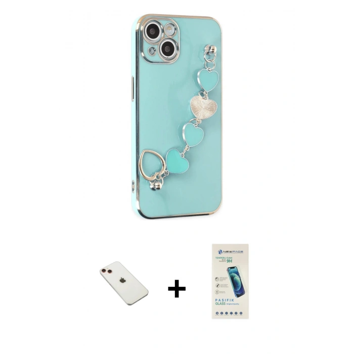 MARSİLYAN™- iPhone 14 Kılıf Nova Işık Prime - Şeffaf Pasifik Cam Ekran Koruyucu + Diamond Kamera Lens - KI