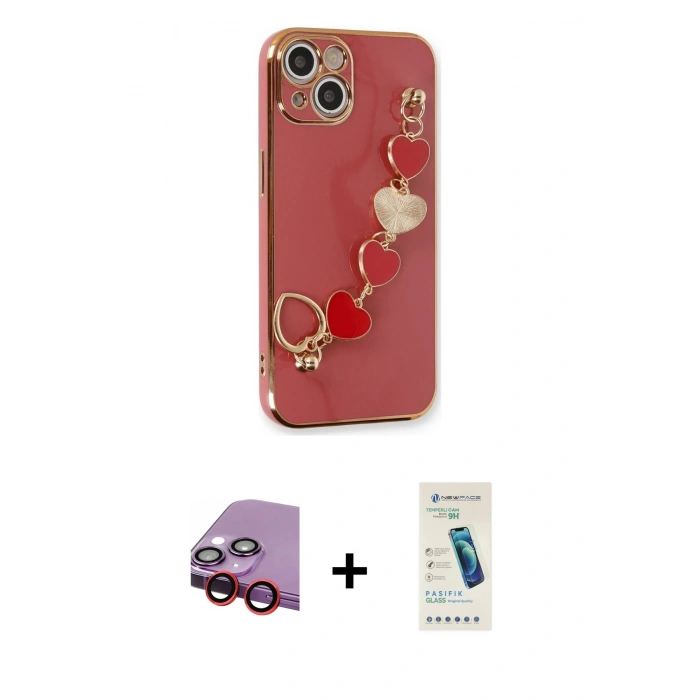 MARSİLYAN™- iPhone 14 Kılıf Nova Işık Prime - Şeffaf Pasifik Cam Ekran Koruyucu + Raze Metal Kamera Lens - KI