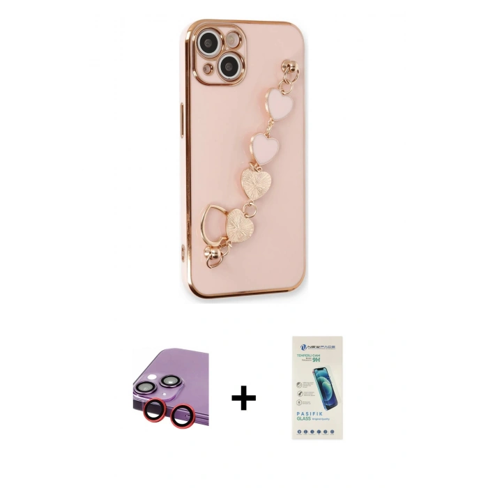 MARSİLYAN™- iPhone 14 Kılıf Nova Işık Prime - Şeffaf Pasifik Cam Ekran Koruyucu + Raze Metal Kamera Lens - KI