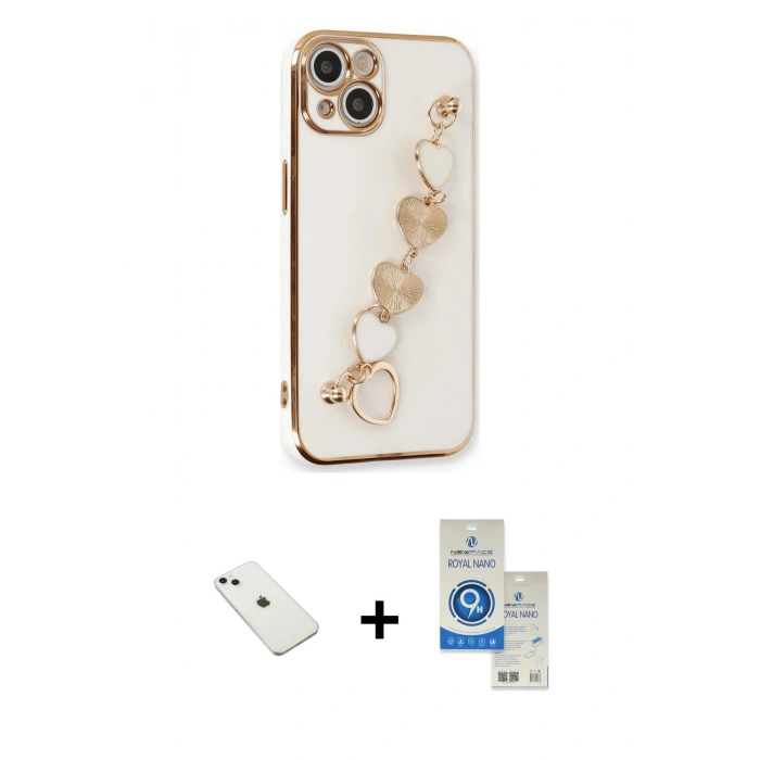 MARSİLYAN™- iPhone 14 Kılıf Nova Işık Prime - Şeffaf Royal Nano Ekran Koruyucu + Diamond Kamera Lens - SABE