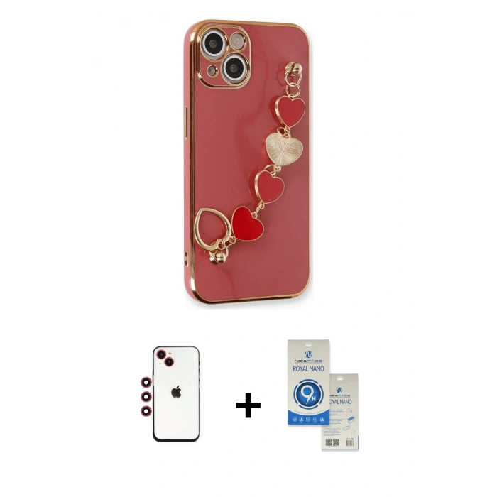 MARSİLYAN™- iPhone 14 Kılıf Nova Işık Prime - Şeffaf Royal Nano Ekran Koruyucu + Shine Kamera Lens - KI