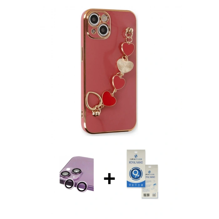 MARSİLYAN™- iPhone 14 Kılıf Nova Işık Prime - Şeffaf Royal Nano Ekran Koruyucu + Raze Metal Kamera Lens - MR