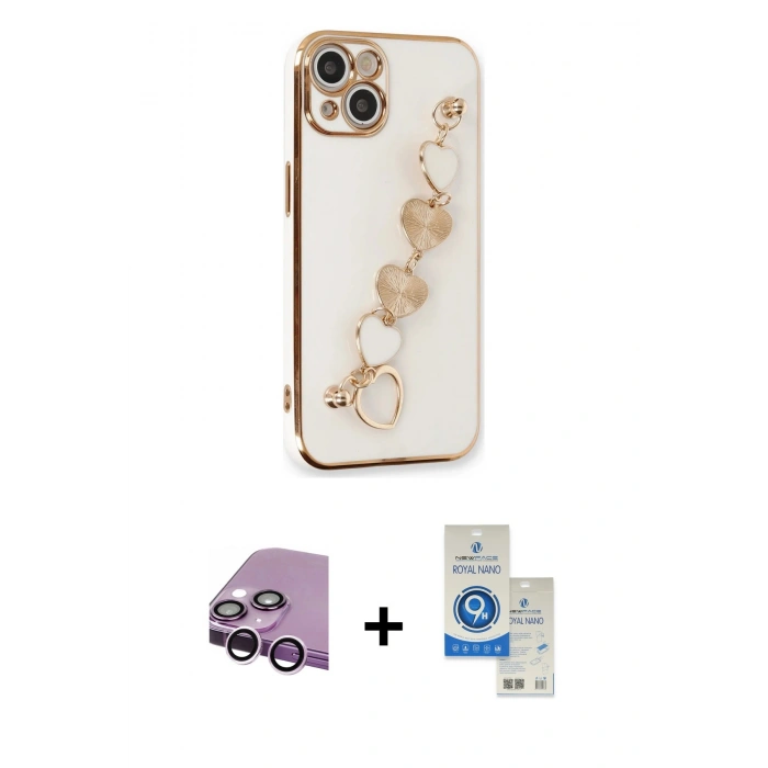 MARSİLYAN™- iPhone 14 Kılıf Nova Işık Prime - Şeffaf Royal Nano Ekran Koruyucu + Raze Metal Kamera Lens - MR