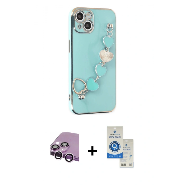 MARSİLYAN™- iPhone 14 Kılıf Nova Işık Prime - Şeffaf Royal Nano Ekran Koruyucu + Raze Metal Kamera Lens - MR
