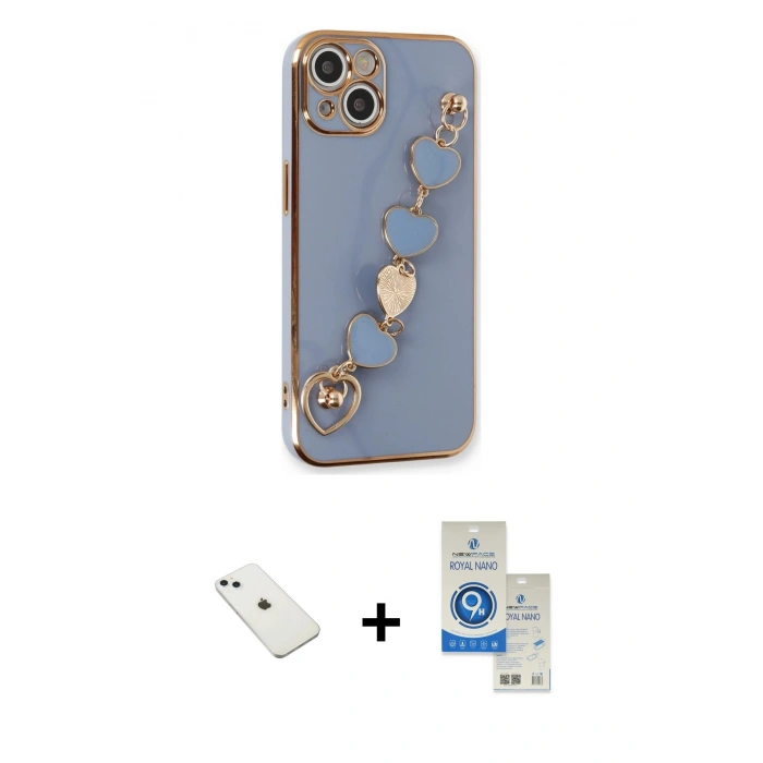 MARSİLYAN™- iPhone 14 Kılıf Nova Işık Prime - Şeffaf Royal Nano Ekran Koruyucu + Diamond Kamera Lens - SABE