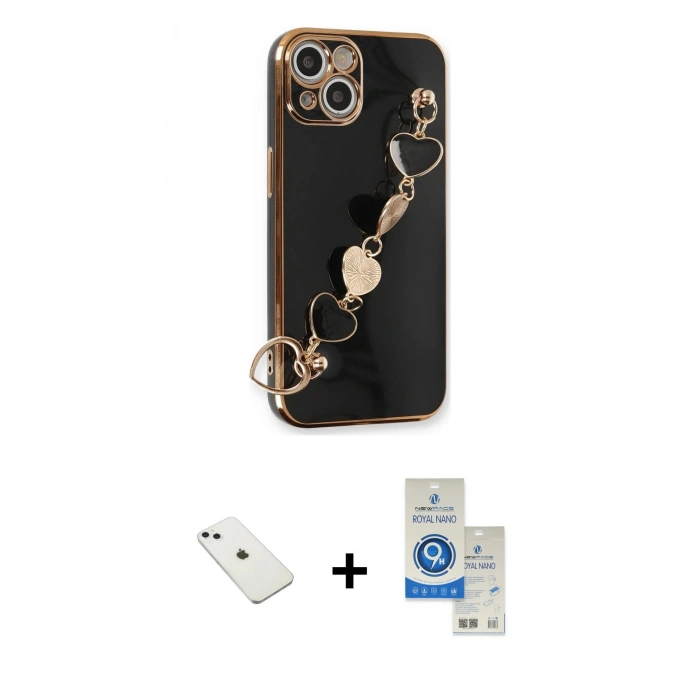 MARSİLYAN™- iPhone 14 Kılıf Nova Işık Prime - Şeffaf Royal Nano Ekran Koruyucu + Diamond Kamera Lens - SABE
