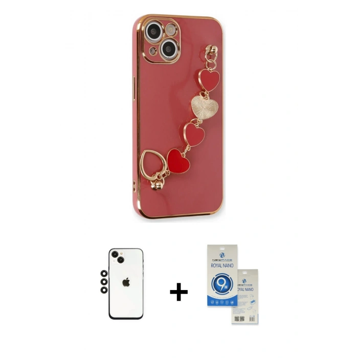 MARSİLYAN™- iPhone 14 Kılıf Nova Işık Prime - Şeffaf Royal Nano Ekran Koruyucu + Shine Kamera Lens - SH