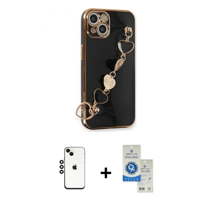 MARSİLYAN™- iPhone 14 Kılıf Nova Işık Prime - Şeffaf Royal Nano Ekran Koruyucu + Shine Kamera Lens - SH