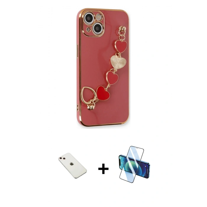 MARSİLYAN™- iPhone 14 Kılıf Nova Işık Prime - Siyah 3D Antistatik Cam Ekran Koruyucu + Diamond Kamera Lens - PE