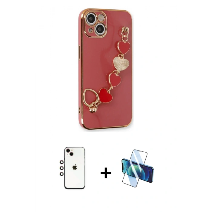 MARSİLYAN™- iPhone 14 Kılıf Nova Işık Prime - Siyah 3D Antistatik Cam Ekran Koruyucu + Shine Kamera Lens - GI