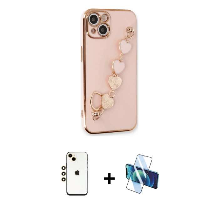 MARSİLYAN™- iPhone 14 Kılıf Nova Işık Prime - Siyah 3D Antistatik Cam Ekran Koruyucu + Shine Kamera Lens - GD