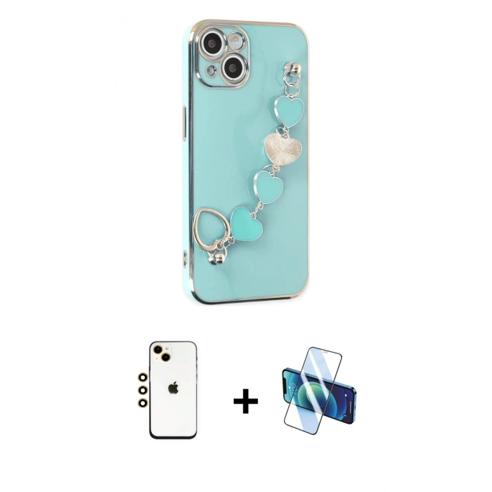 MARSİLYAN™- iPhone 14 Kılıf Nova Işık Prime - Siyah 3D Antistatik Cam Ekran Koruyucu + Shine Kamera Lens - GD