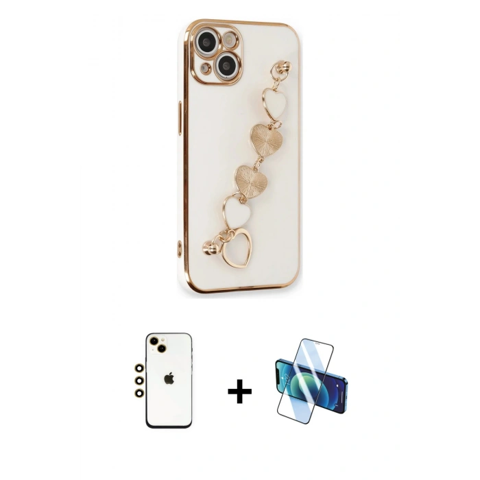 MARSİLYAN™- iPhone 14 Kılıf Nova Işık Prime - Siyah 3D Antistatik Cam Ekran Koruyucu + Shine Kamera Lens - GD