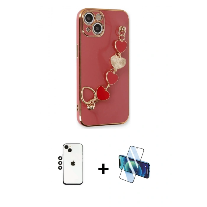 MARSİLYAN™- iPhone 14 Kılıf Nova Işık Prime - Siyah 3D Antistatik Cam Ekran Koruyucu + Shine Kamera Lens - SH