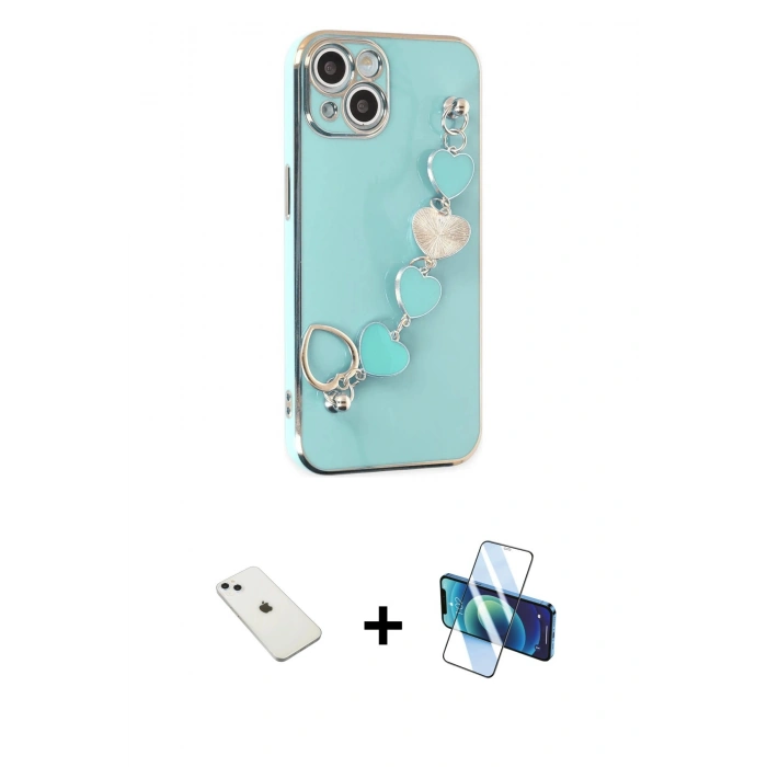 MARSİLYAN™- iPhone 14 Kılıf Nova Işık Prime - Siyah 3D Antistatik Cam Ekran Koruyucu + Diamond Kamera Lens - SABE